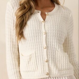 Mango Cream Textured Cardigan